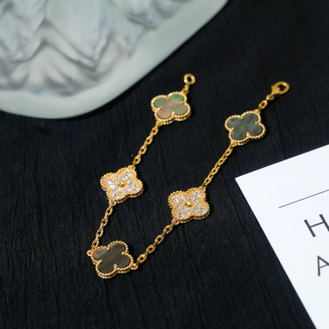 Mystery Gold-Tone Bracelet with Opal and Diamond Accents